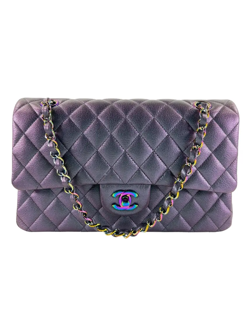 Bolsa Tiracolo Chanel Double Flap Iridescent Roxa - CZDL4 Original