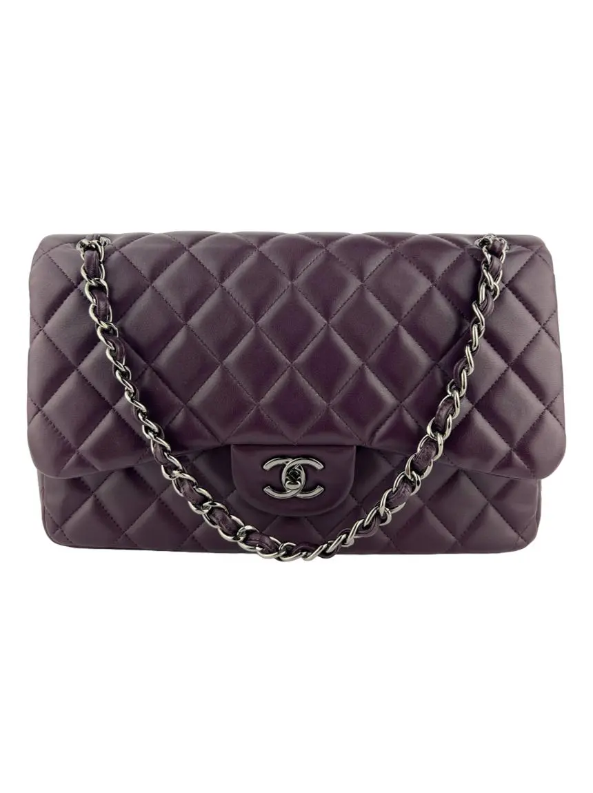 Bolsa Tiracolo Chanel Double Flap Roxa - CGHG25 Original