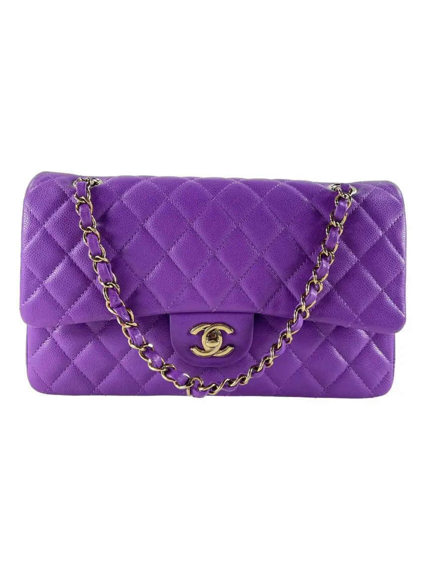 Bolsa Tiracolo Chanel Double Flap Roxa - NQD115 Original