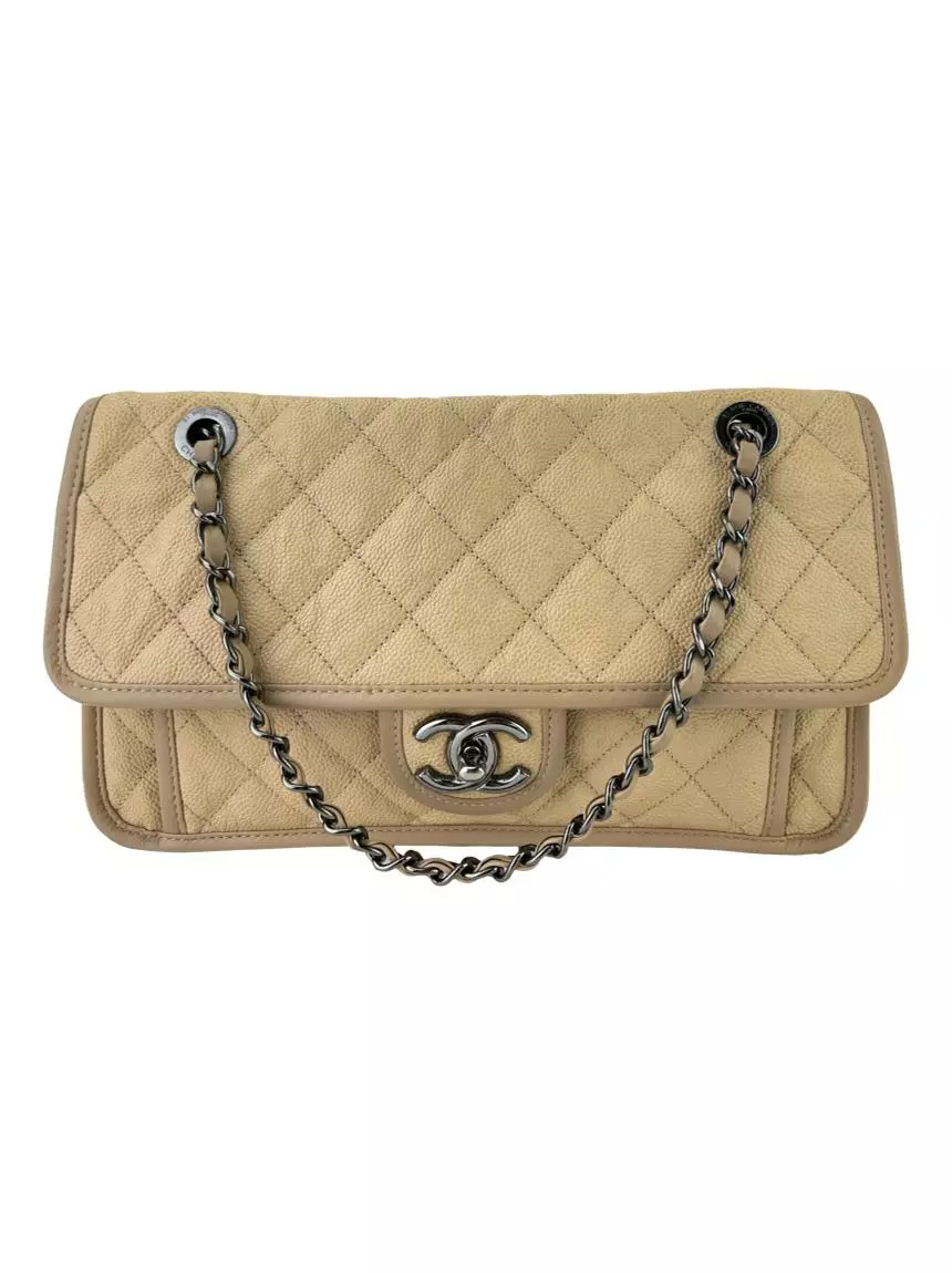 Bolsa Tiracolo Chanel French Riviera Flap Bege Original - GDT54