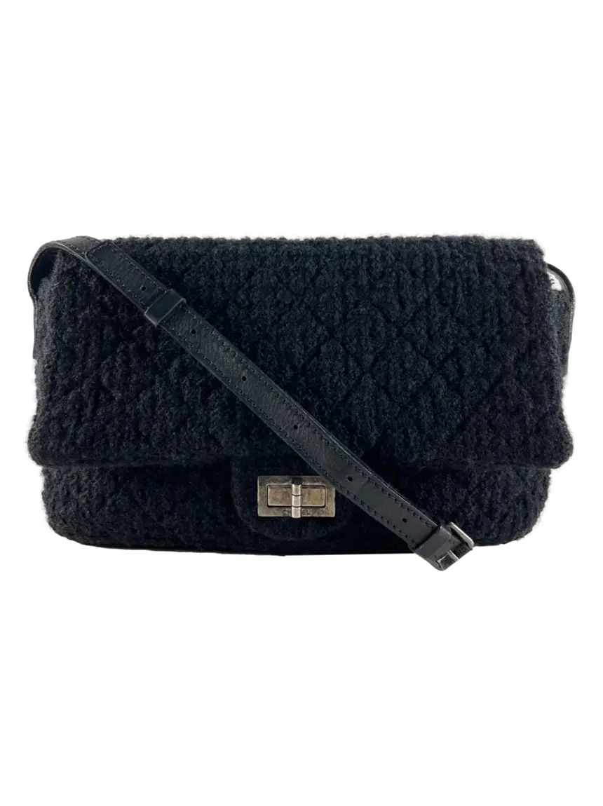 CHANELバッグ Bolsa Tiracolo Chanel Mademoiselle Lock Tweed Preta - FOT502