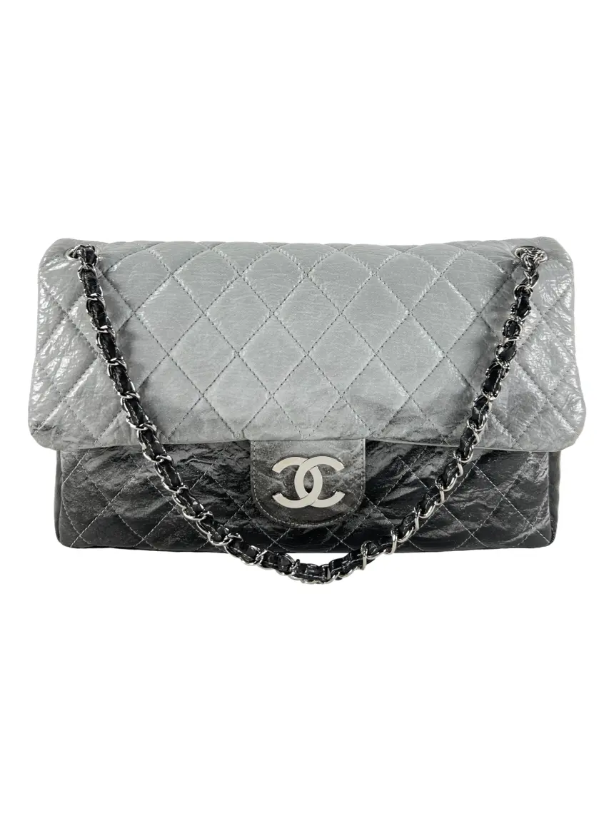 Bolsa Tiracolo Chanel Melrose Degrade Flap Cinza CZDL3 Original
