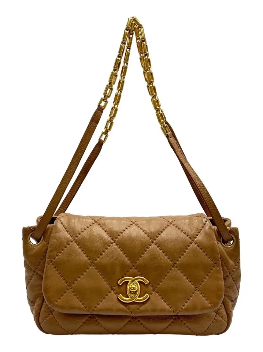 Bolsa Tiracolo Chanel Retro Chain Accordion Flap Bege - CSDR1
