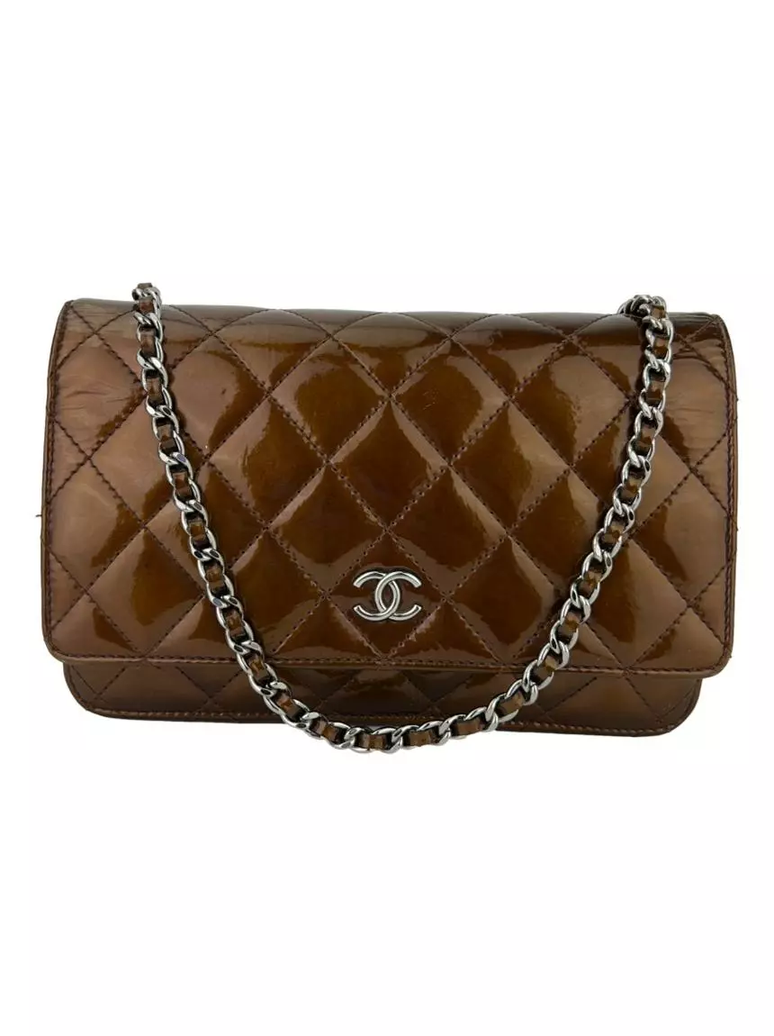 Bolsa Tiracolo Chanel WOC CC Verniz Bronze - CCCQ2 Original