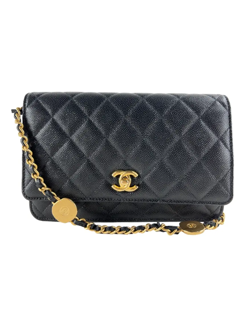 小物 Portaille chain coin case CROCO_black Bolsa Tiracolo Chanel WOC Wallet on Chain Coin Chain Preta - CXFV4