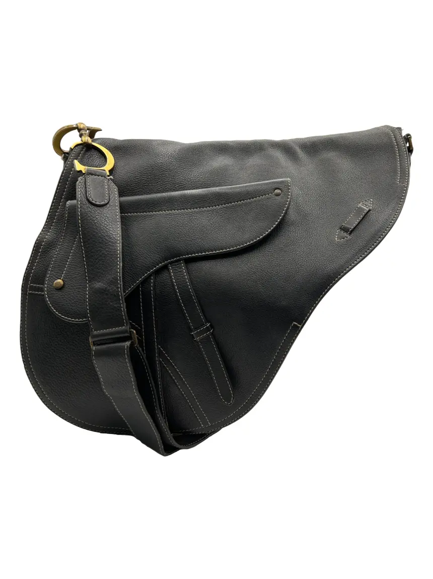 Bolsa Tiracolo Christian Dior Saddle Baudrier Preta Vintage Bolsa Tiracolo Christian Dior Saddle Baudrier Preta Vintage