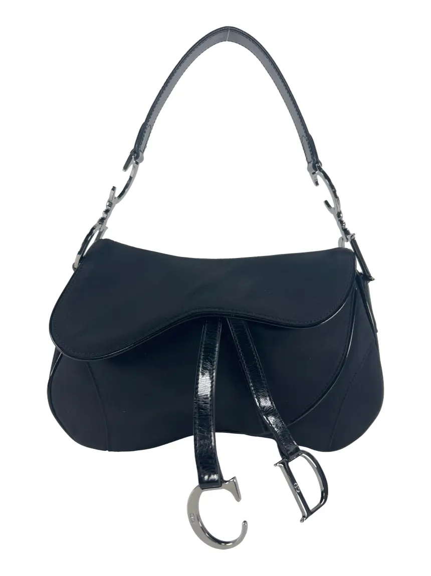 Bolsa Tiracolo Christian Dior Saddle Nylon Vintage Preta - CVBA26