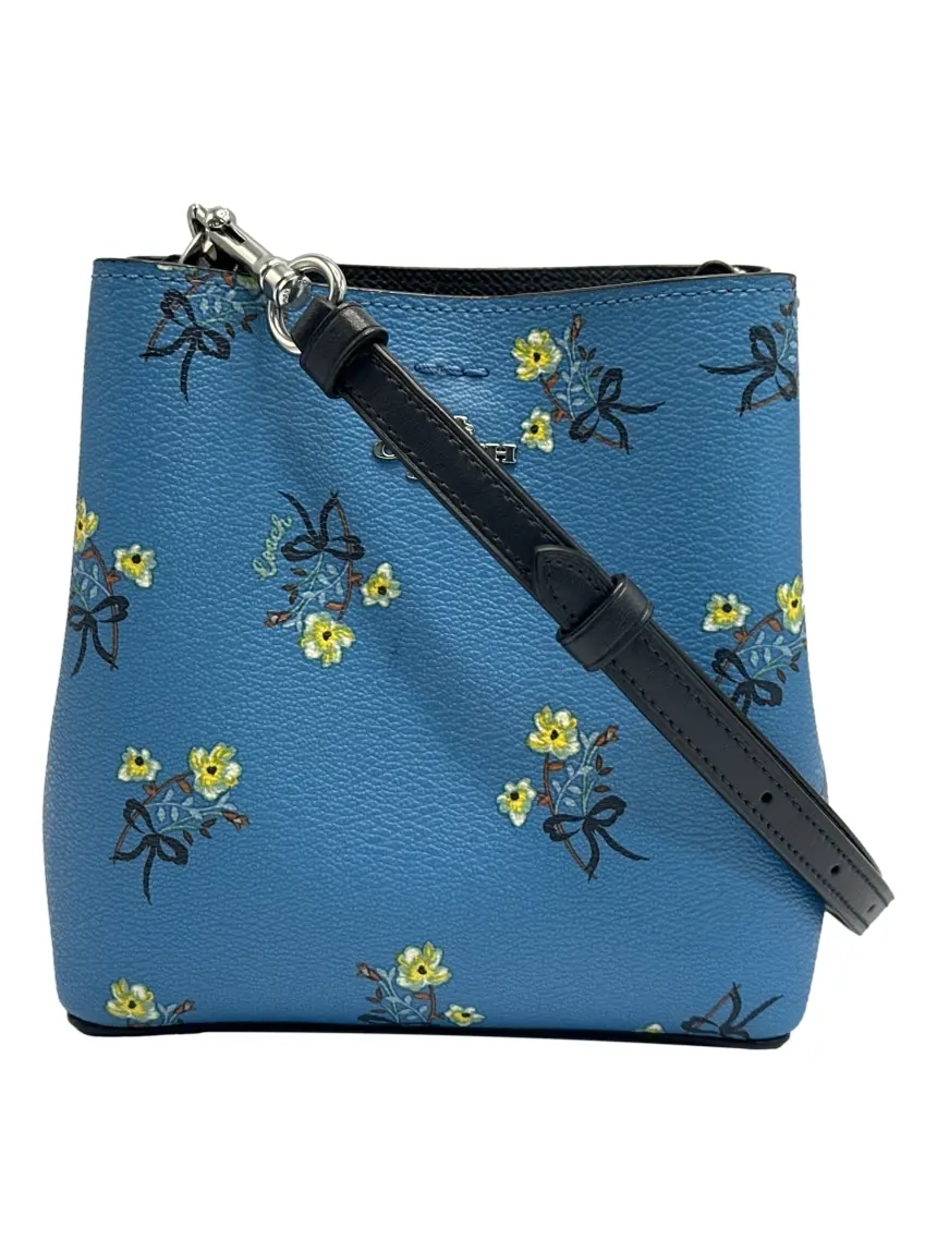 バッグ COACH Half Moon Floral Shoulder Bag Blue bolsa-tiracolo-coach-mini-