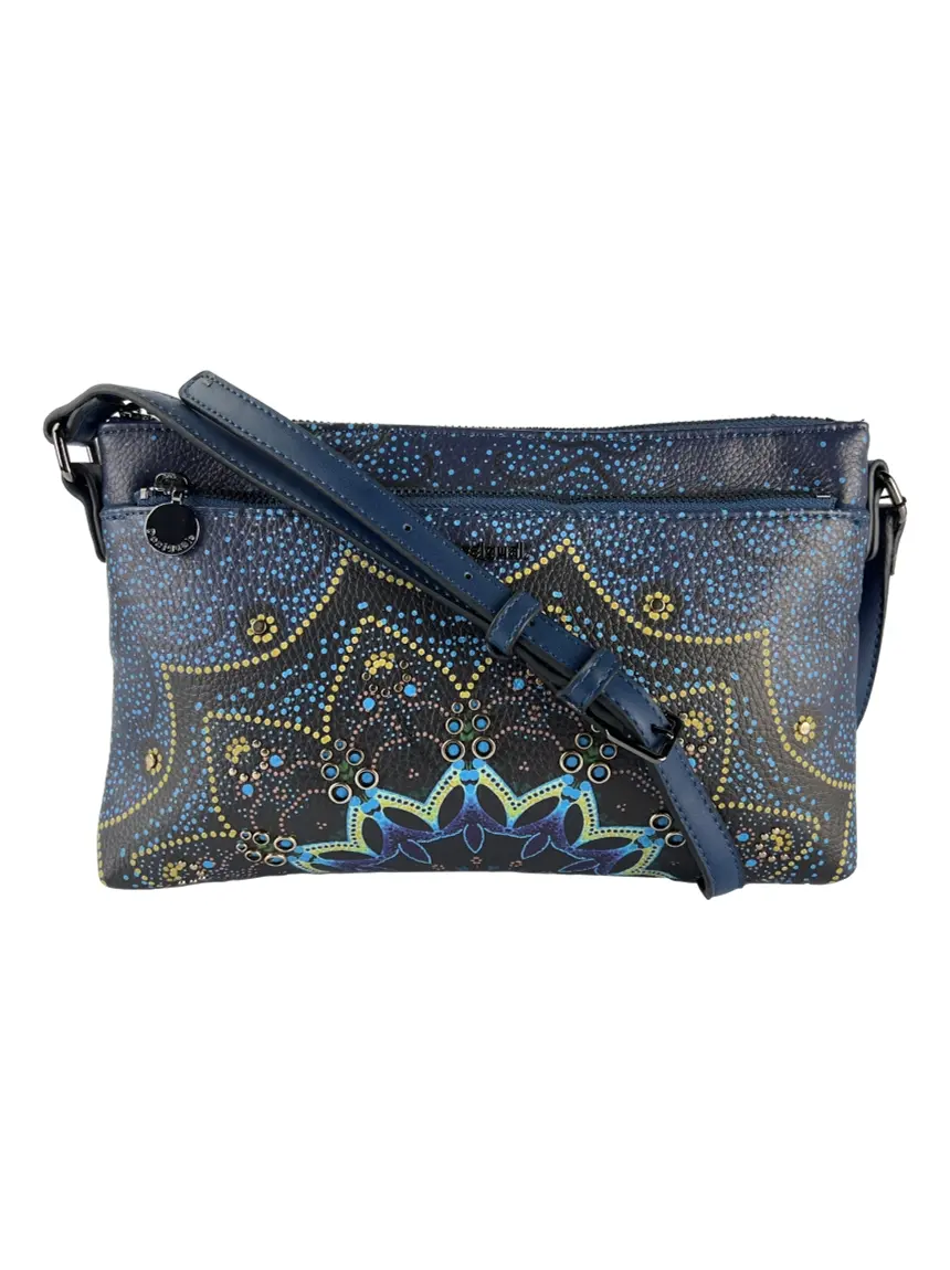 Bolsa Tiracolo Desigual Tekila Bordada Azul CCBH28 Original