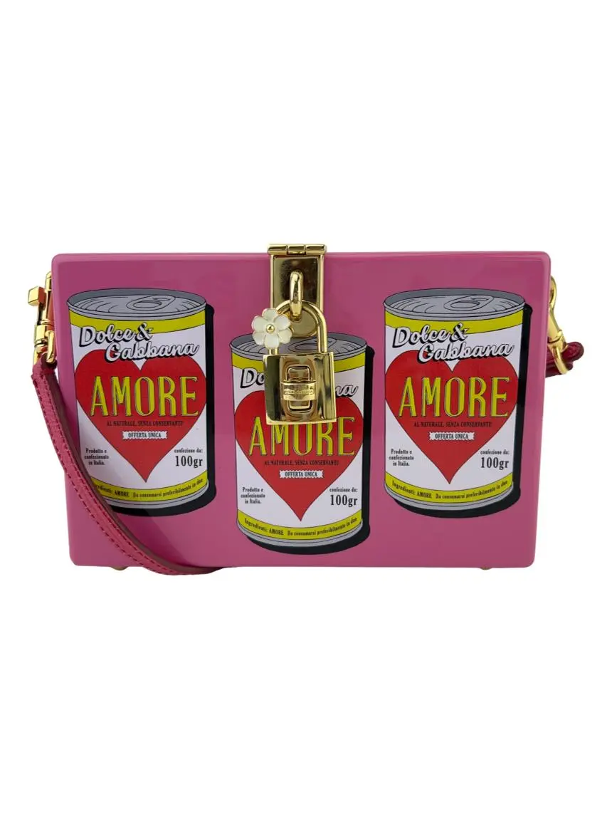 Bolsa Tiracolo Dolce & Gabbana Acrilico Amore Soup Can Rosa