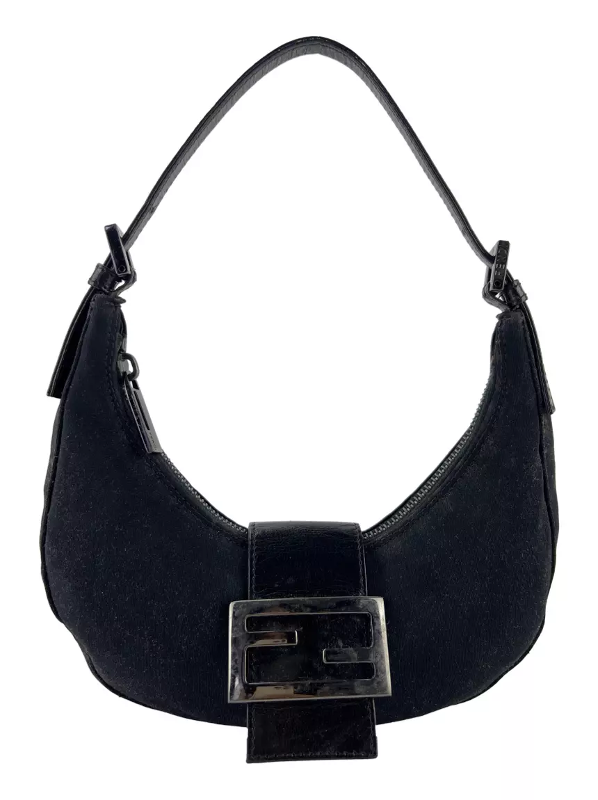 Bolsa Tiracolo Fendi Croissant Mini Preto - ACVW11 Original