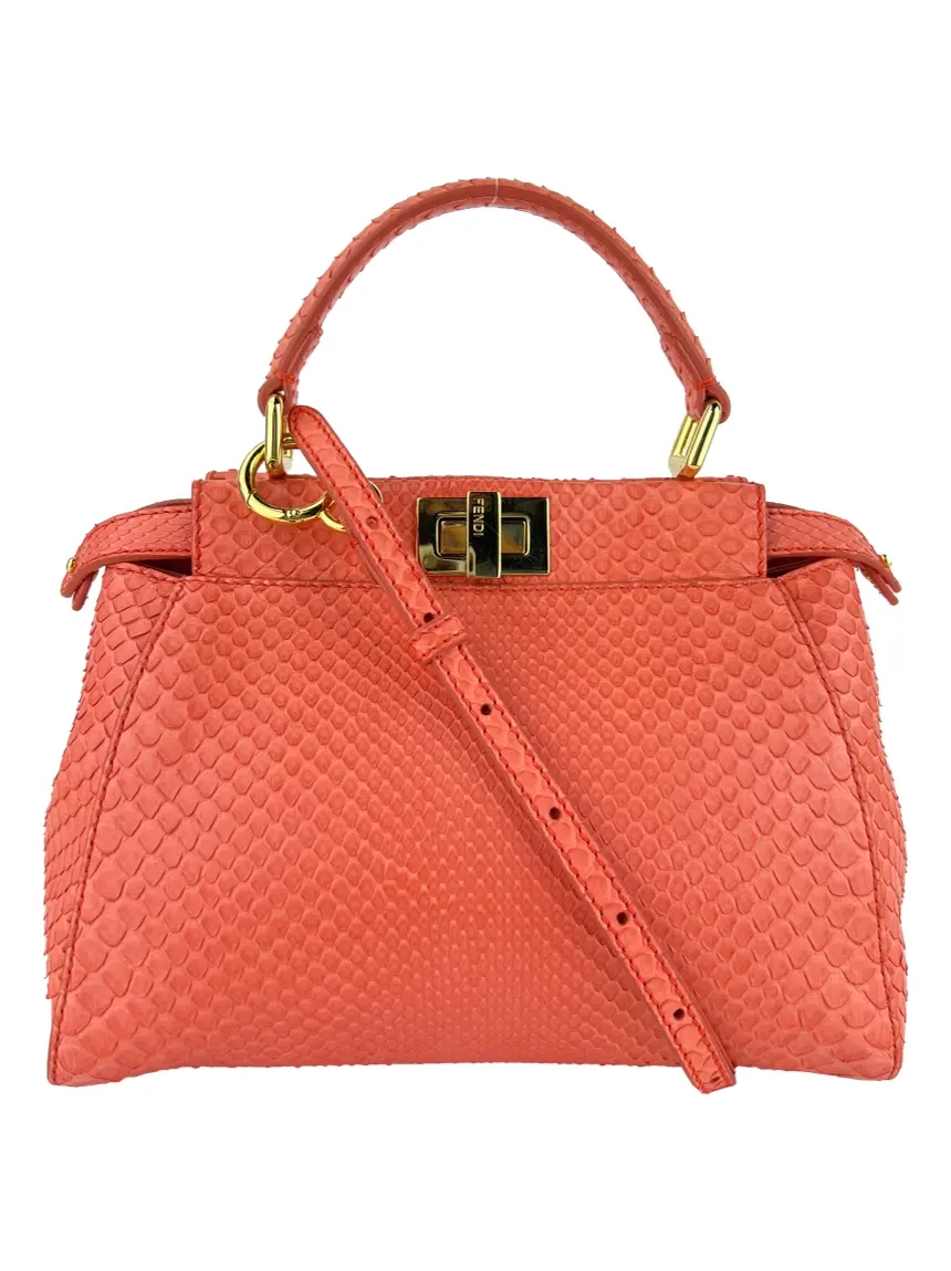 Bolsa Tiracolo Fendi Peekaboo Mini Python Coral - FLX560 Original