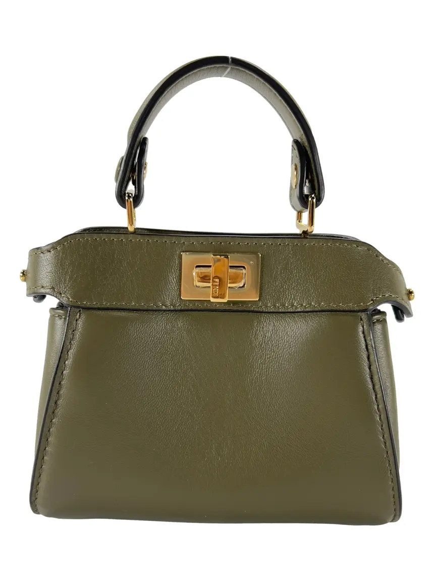 Bolsa Tiracolo Fendi Peekaboo Nano Couro Verde - DZB1168 Original