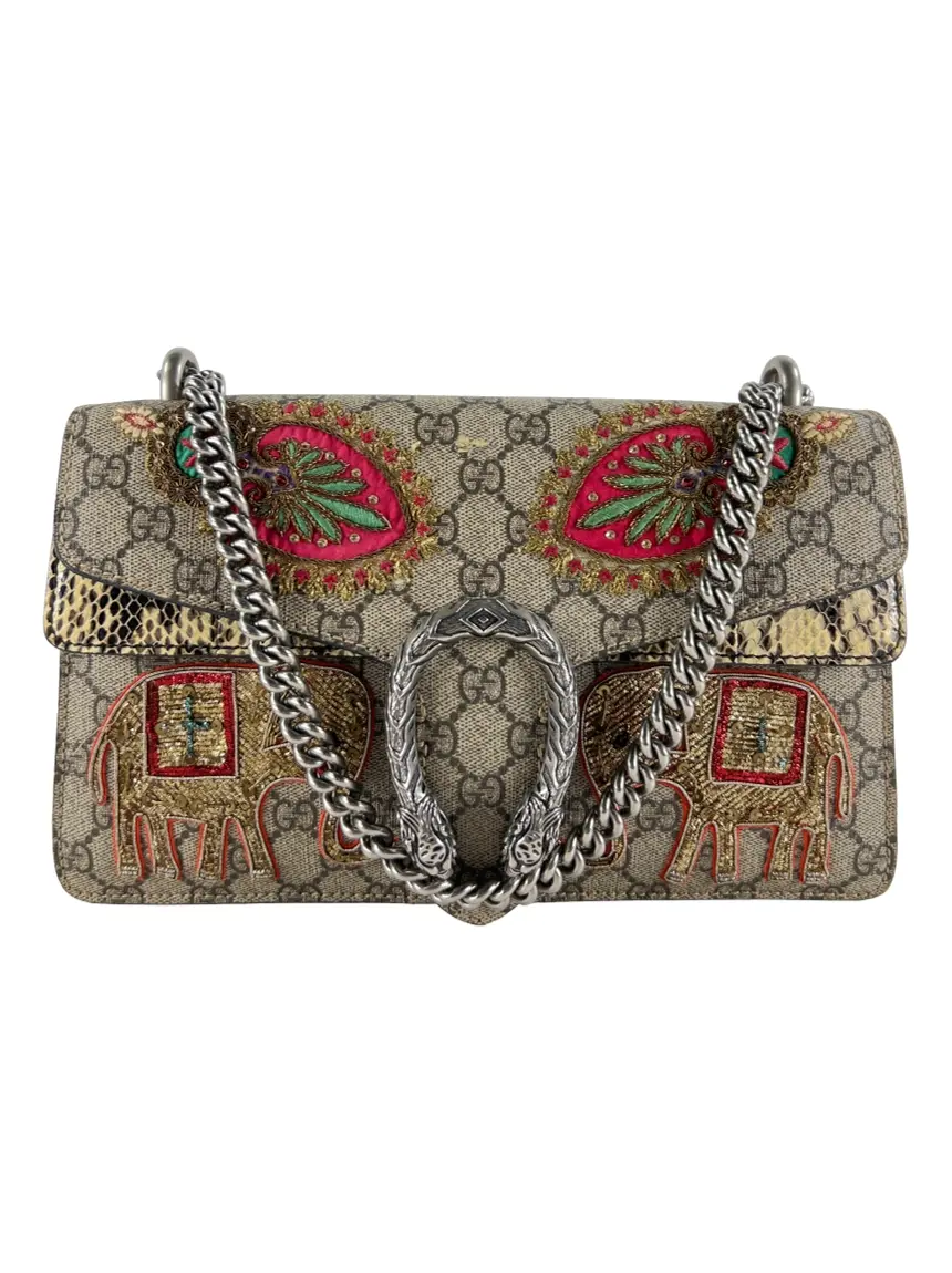 ◆164◆GUCCI　オーストリッチ ペンホルダー Bolsa Tiracolo Gucci Dionysus Elephant Embroidered Monograma