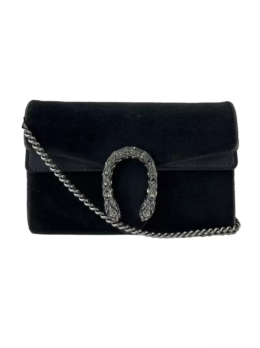 Bolsa Tiracolo Gucci Dionysus Super Mini Veludo Preta - AII55