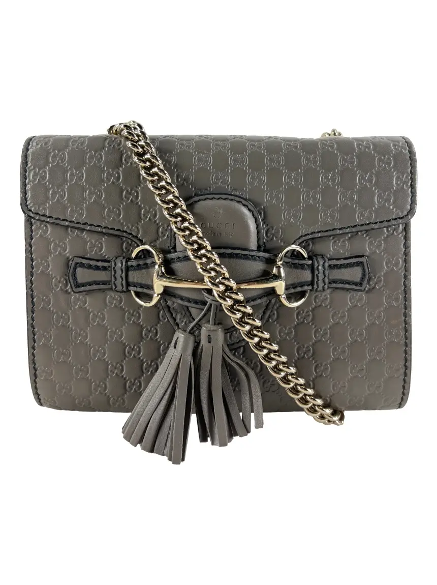 Bolsa Tiracolo Gucci Emily Microguccissima Cinza - DAIF19 Original