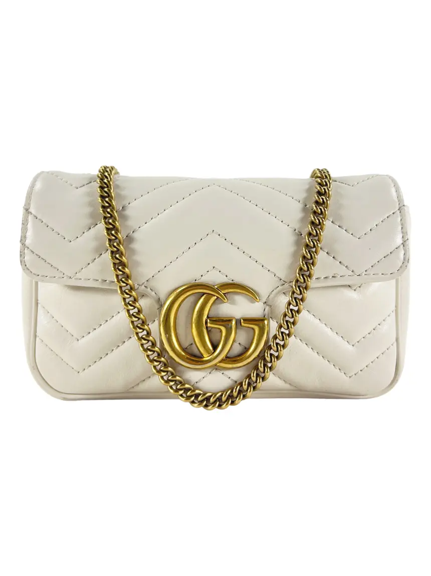 Bolsa Tiracolo Gucci Marmont GG Super Mini Off-White - CYUG4