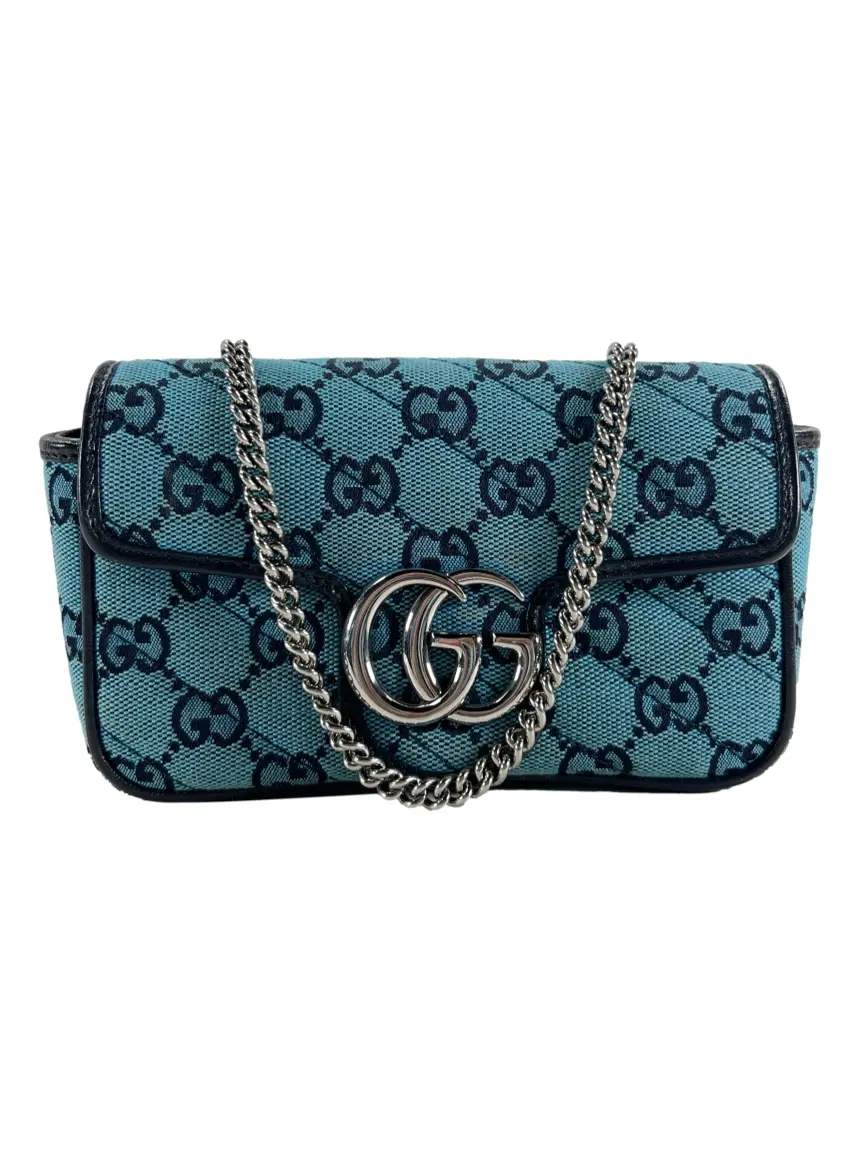 Bolsa Tiracolo Gucci Marmont Super Mini GG Diagonal Azul - CVZQ44