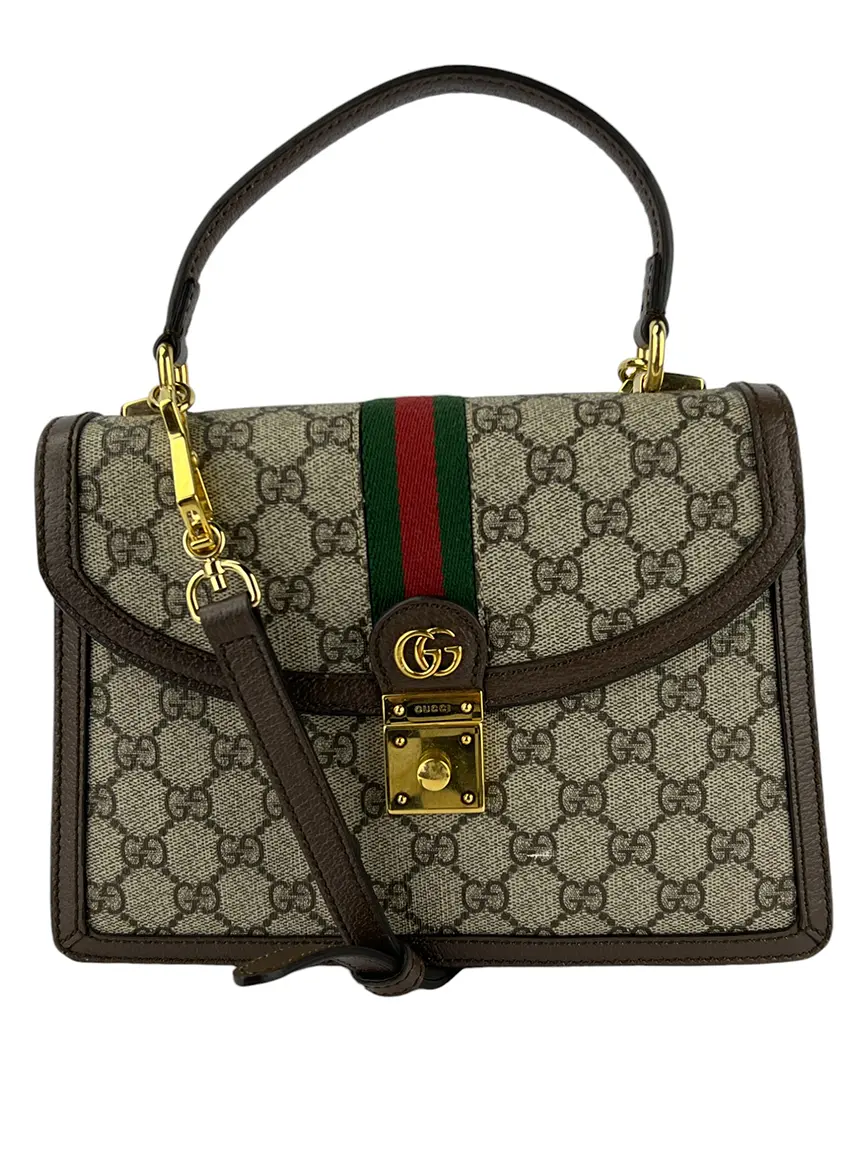 GUCCI バッグ Bolsa Tiracolo Gucci Ophidia Padlock Monogram Marrom - CNIF2
