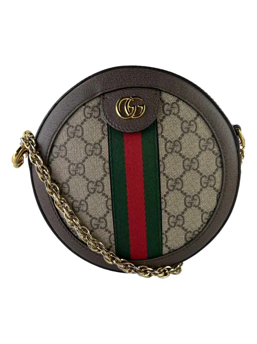 Bolsa Tiracolo Gucci Ophidia Round Mini GG Supreme Monogram Web