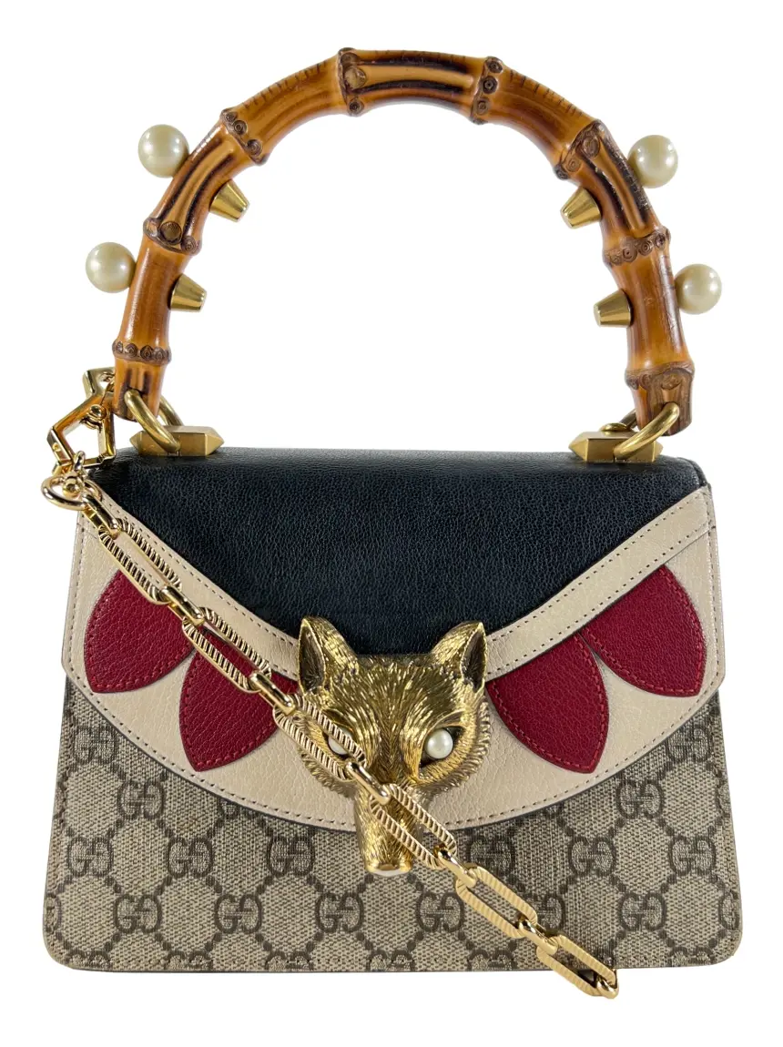 Bolsa Tiracolo Gucci Pearl Mini Fox Broche Monogram - NHA5