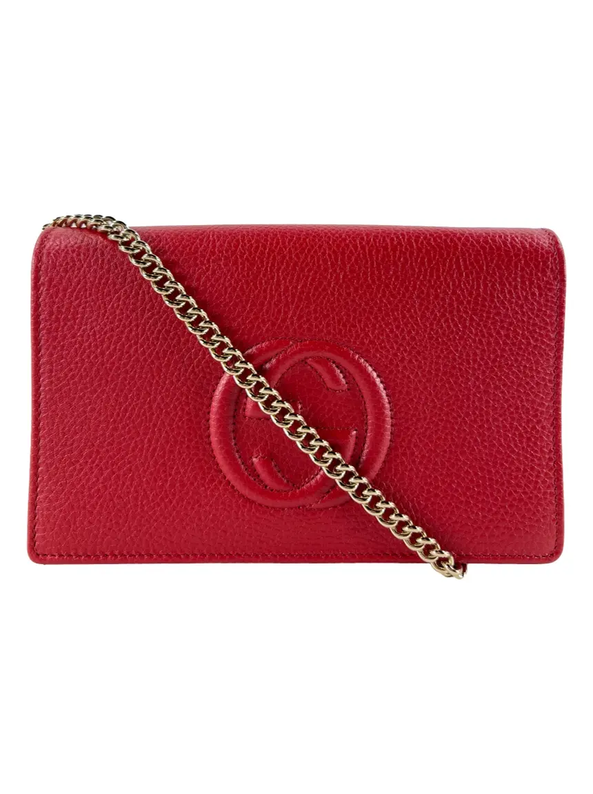 Bolsa Tiracolo Gucci Soho Wallet On Chain Vermelha - CAXY7