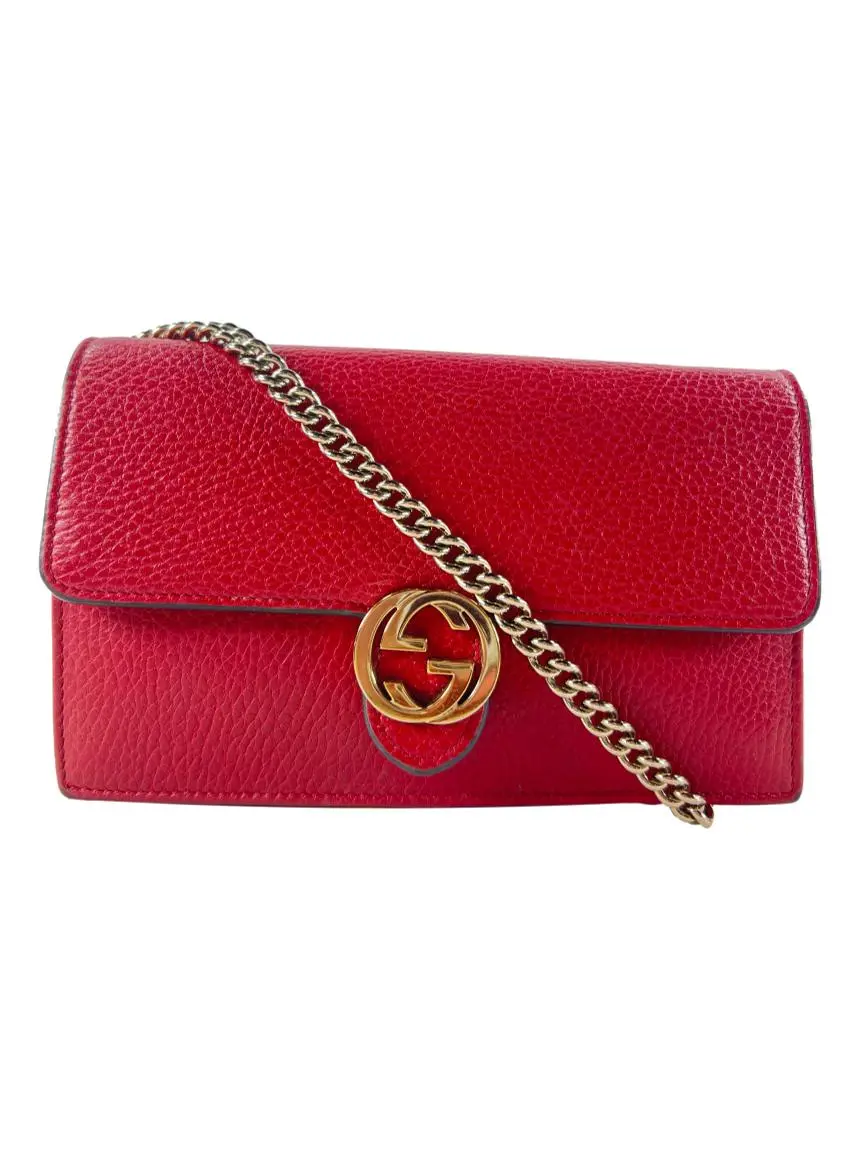 Bolsa Tiracolo Gucci Wallet on Chain Interlocking G Vermelho