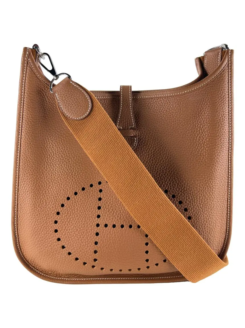 Bolsa Tiracolo Hermès Evelyne PM Taurillon Clemence Caramelo Bolsa Tiracolo Hermès Evelyne PM Taurillon Clemence Caramelo