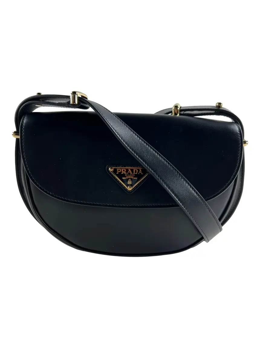Bolsa Tiracolo Prada Arqué Flap Preta CXHY6 Original Etiqueta