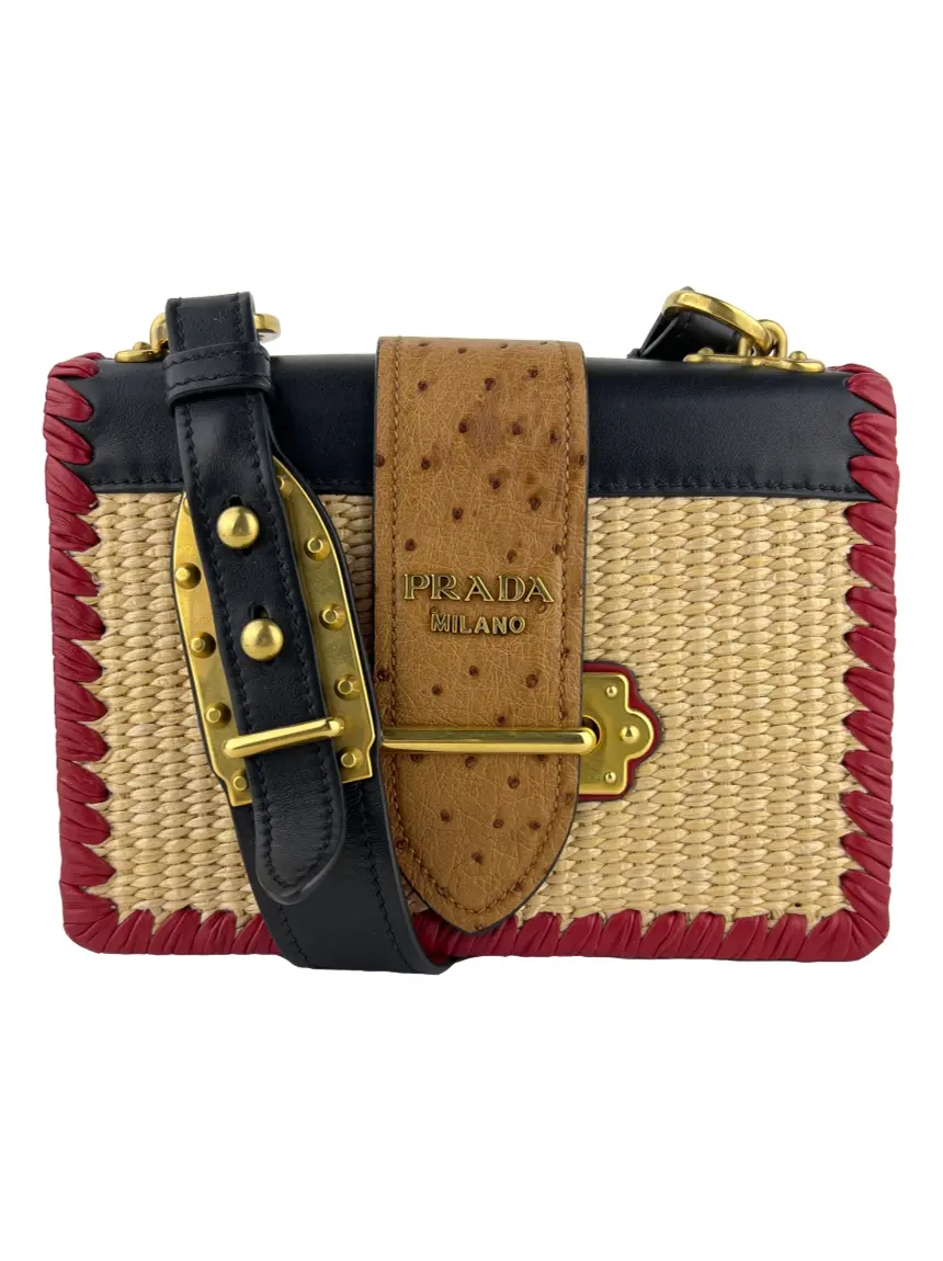 Bolsa Tiracolo Prada Cahier Raffia Tricolor - FGO680 Original