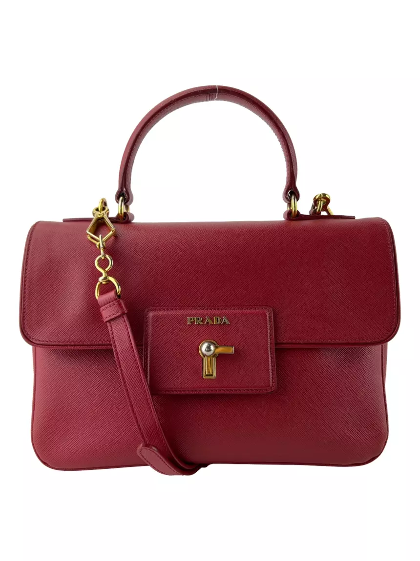 Bolsa Tiracolo Prada Spazzolato Gusset Saffiano Vermelho - CDVD40