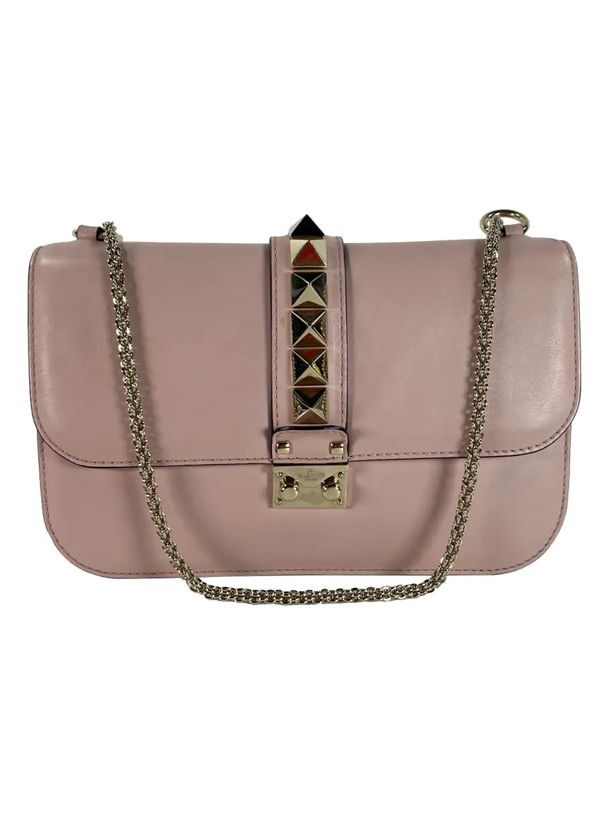 Bolsa Tiracolo Valentino Glam Lock Rockstud Rosa - NDL4 Original