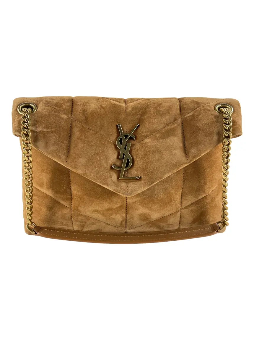 Yves Saint Laurent ガウン Bolsa Tiracolo Yves Saint Laurent Loulou Puffer Camurça Marrom