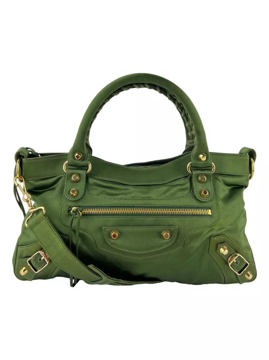 Bolsa Tote Balenciaga First Cetim Verde BLD675 Original