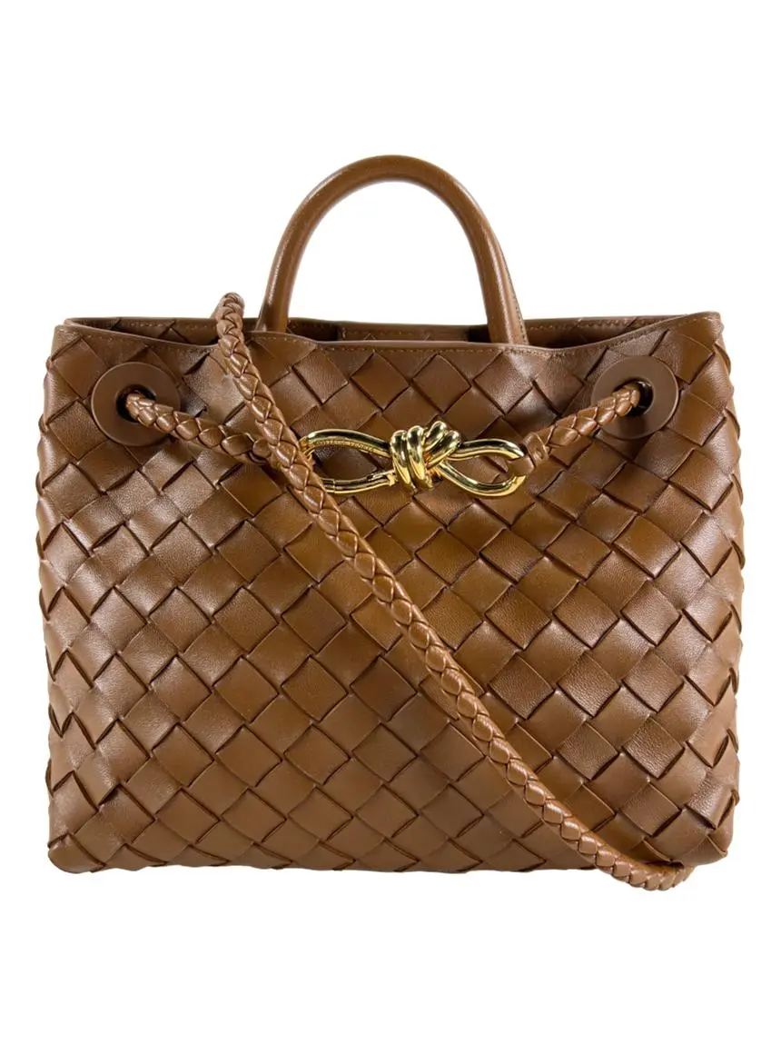 Bolsa Tote Bottega Veneta Andiamo Intrecciato Marrom - NQD88