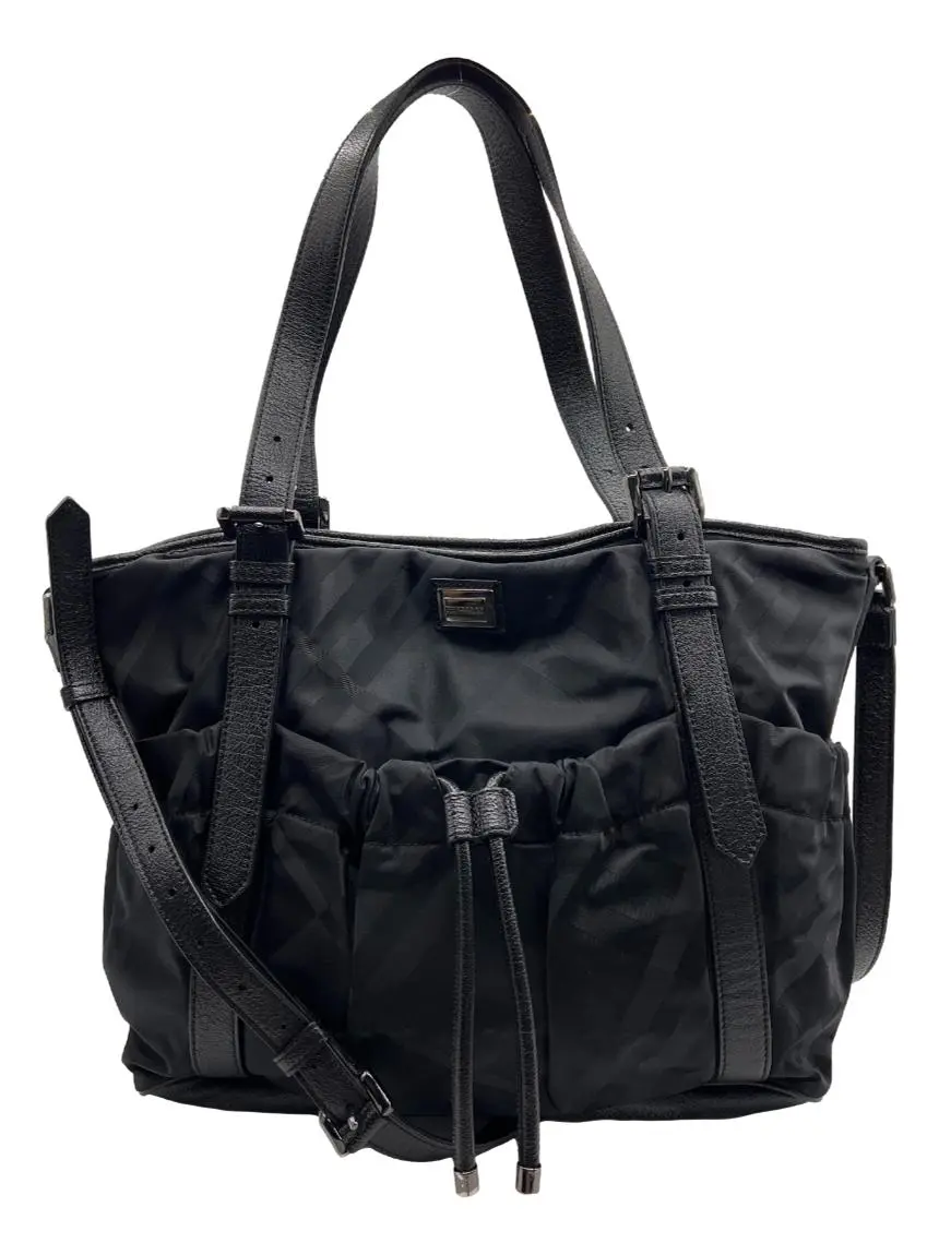 Bolsa Tote Burberry Drawstring Super Nova Check Preto - HCB9