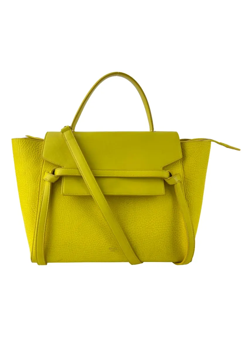 Bolsa Tote Celine Mini Belt Couro Amarelo - AOP93 Original  display picture 2