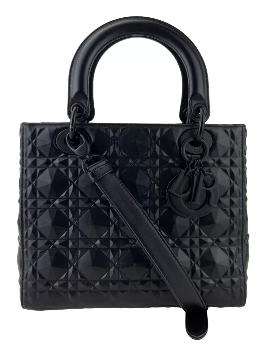 Bolsa Tote Christian Dior Lady Dior Diamond Motif Preto - CEXK1