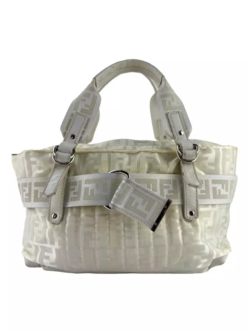 Bolsa Tote Fendi Cinghiale Zip Code Zucca Off-White - ZZ1066