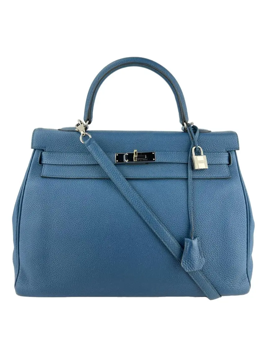 Bolsa Tote Hermès Kelly Togo Cobalt PN306 Original Etiqueta Única