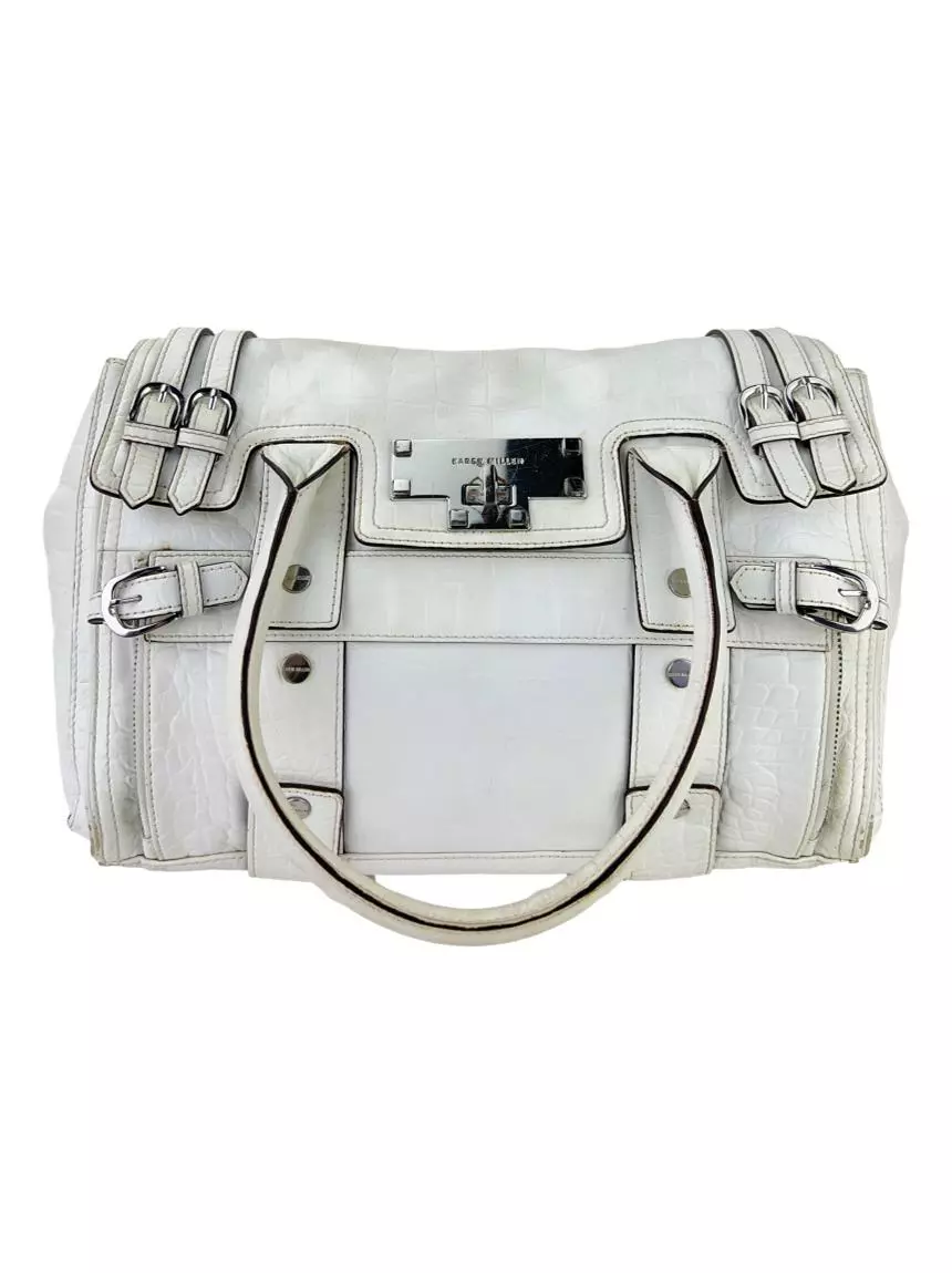 Bolsa Tote Karen Millen Couro Off-White GXX227 Original