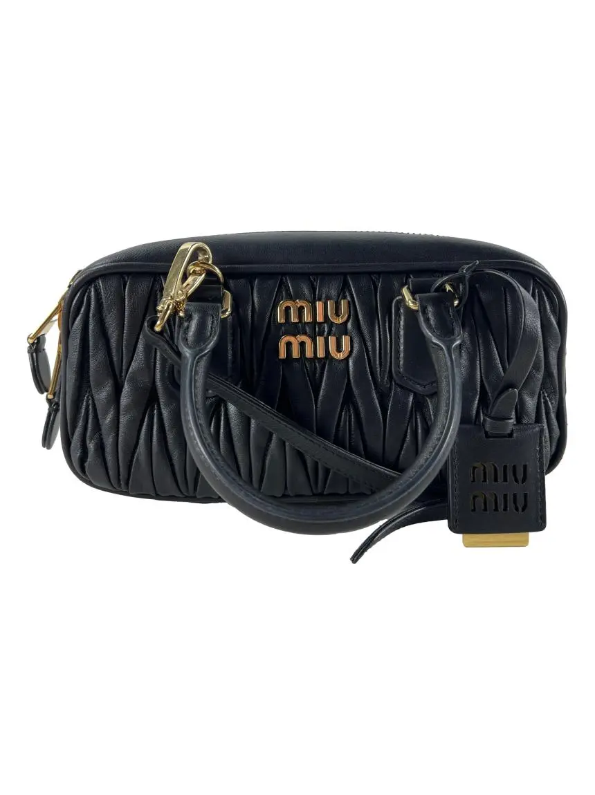 Bolsa Tote Miu Miu Arcadie Matalassê Preto - DEVF1 Original