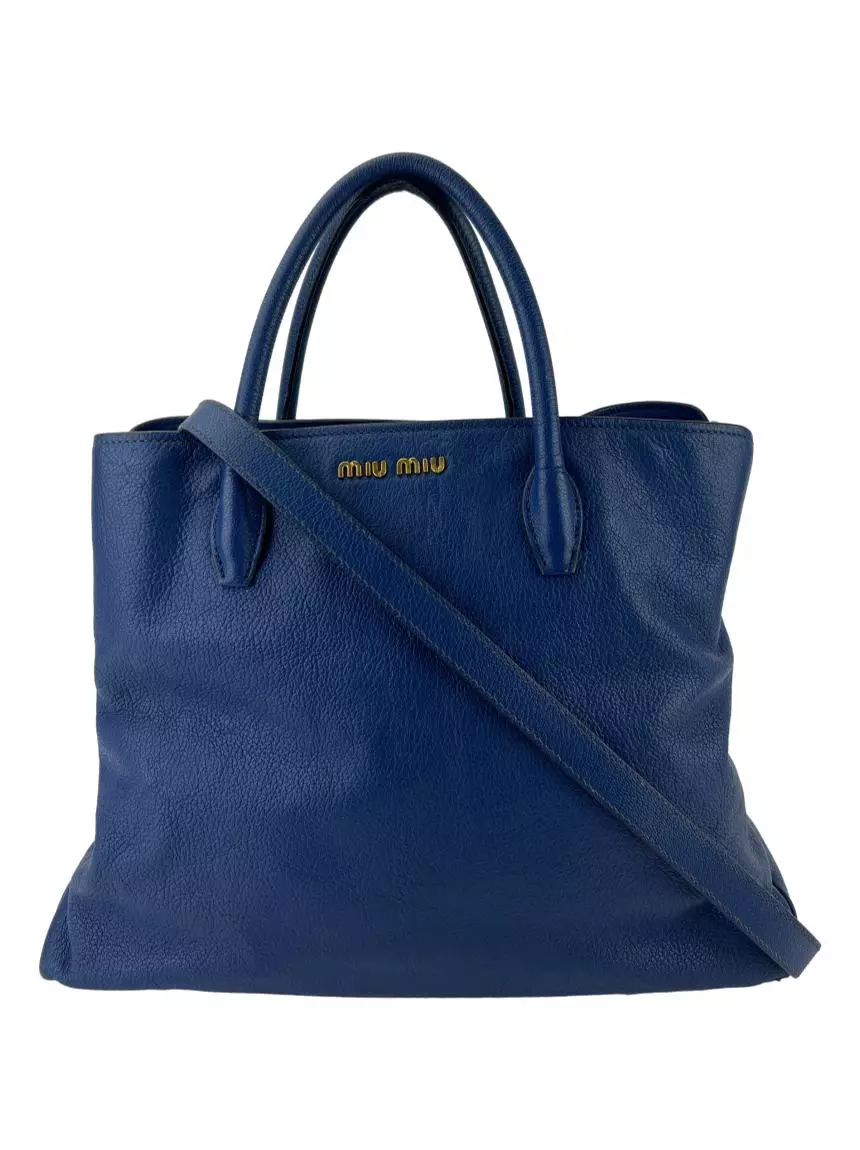 Bolsa Tote Miu Miu Vitello Shine Azul - CBVQ10 Original | Etiqueta
