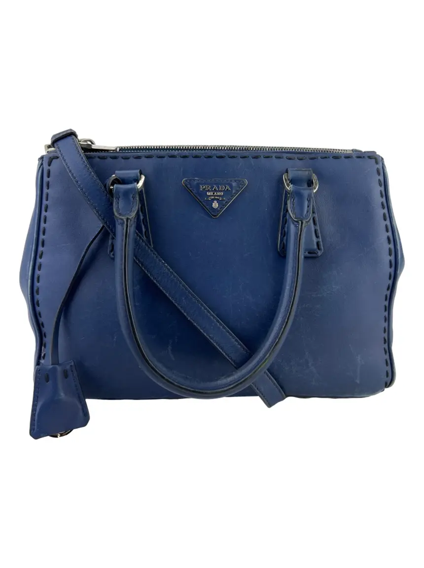 Bolsa Tote Prada City Calf Double Zip Azul - CIJC11 Original