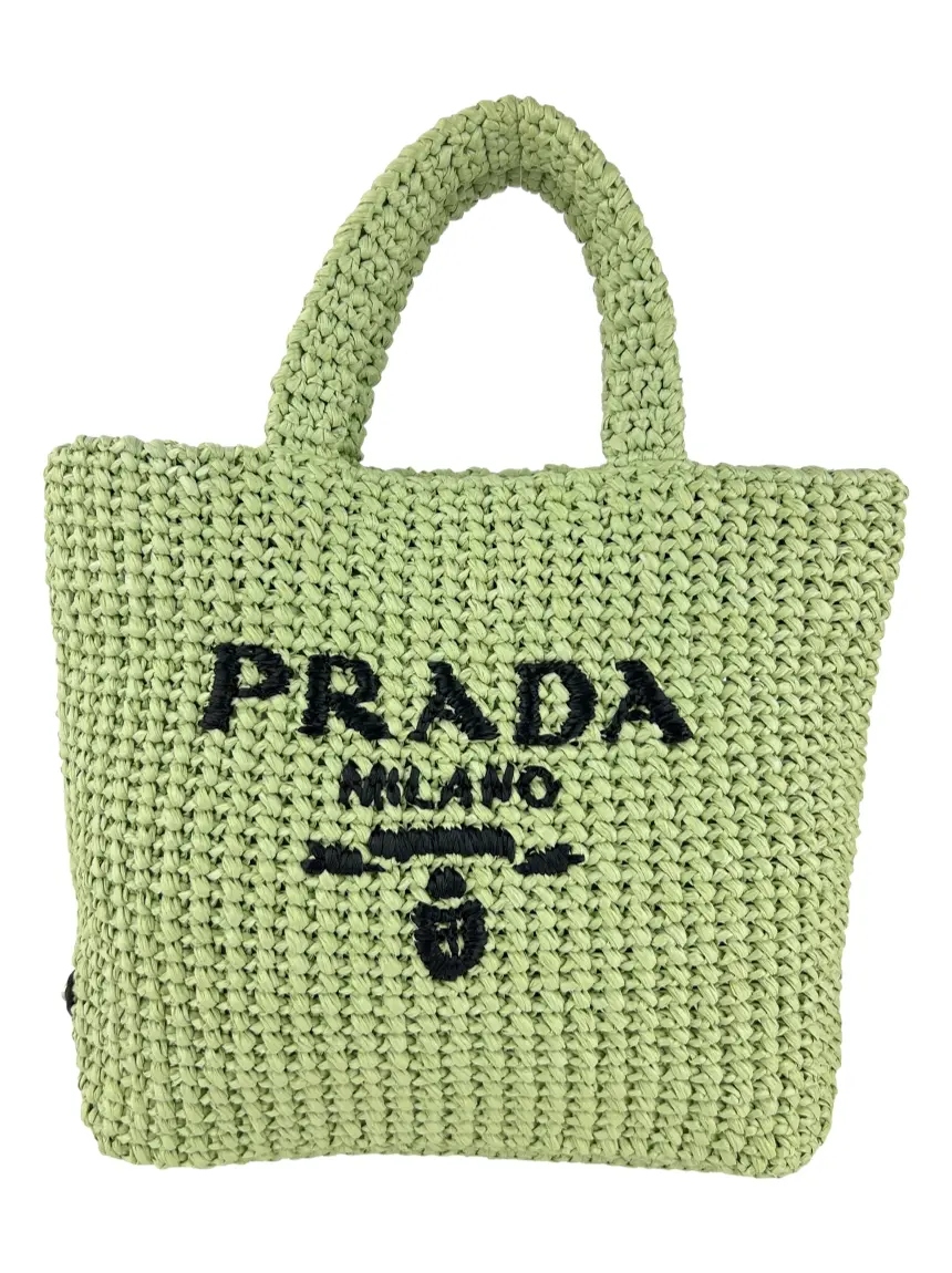 Bolsa Tote Prada Crochet Logo Small Acqua BZQQ46 Original