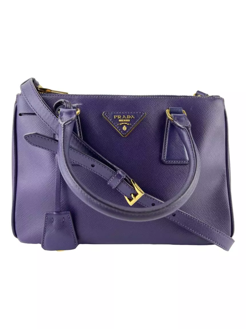 Bolsa Tote Prada Saffiano Galleria Double Zip Roxo - JPJ18