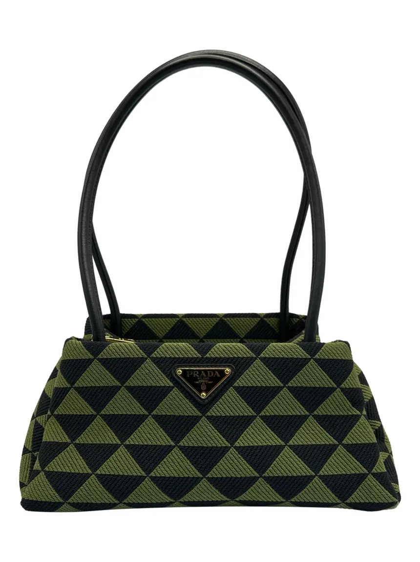 バッグ PRADA Y2K triangle logo khaki tote bag bolsa-tote-prada-symbole-