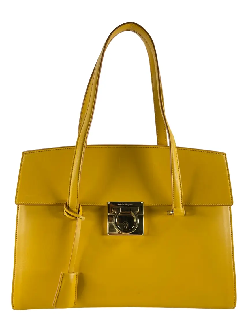 Bolsa Tote Salvatore Ferragamo Gancio Lock Amarela - DDXA1