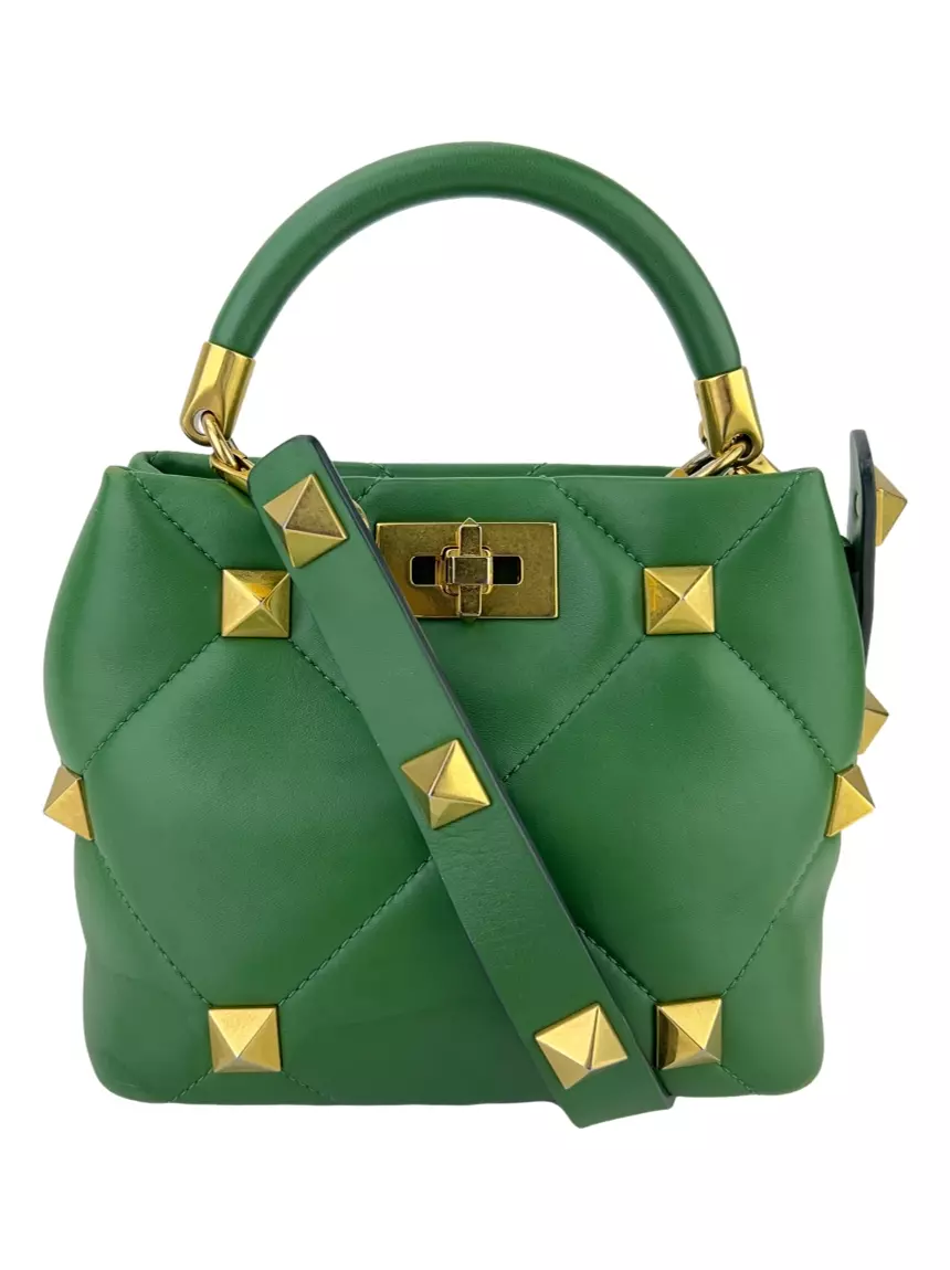 Bolsa Tote Valentino Roman Stud Verde Original CBYP2 Etiqueta