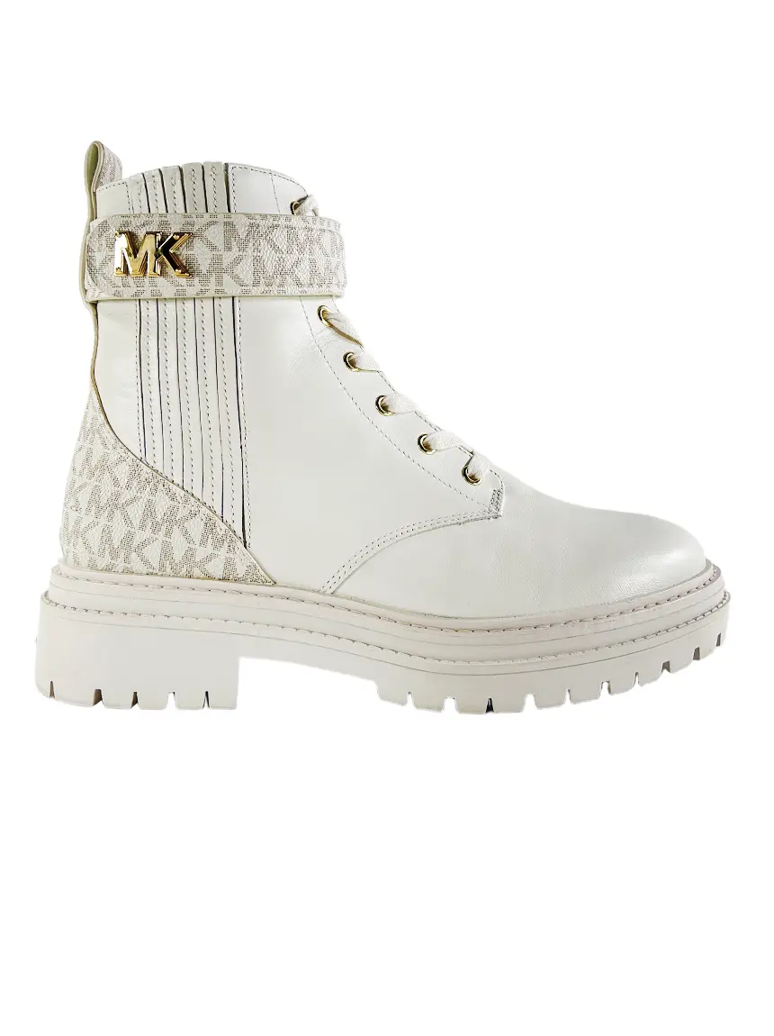 Bota Michael Kors Stark Logo Combat Branco - ACPU100 Original